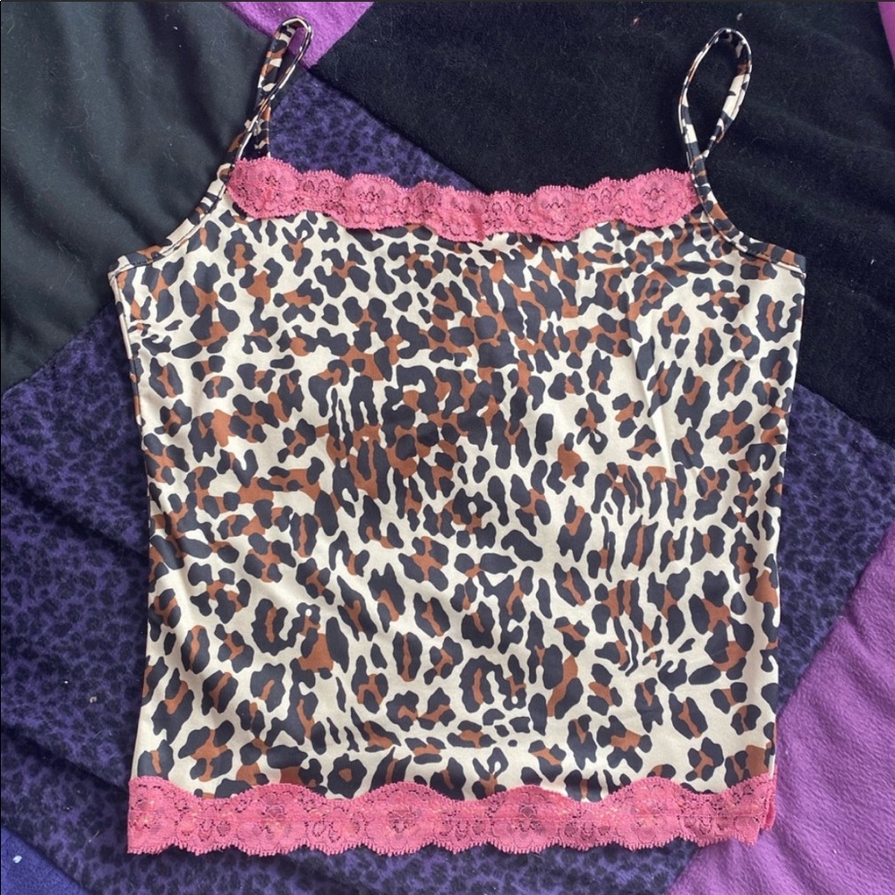 Cheetah print top with pink lace corset